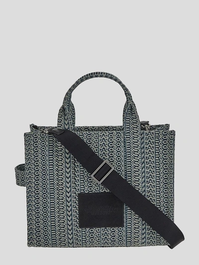 Shop Marc Jacobs Monogram Motif Medium Tote Bag In Sunfadeddenim