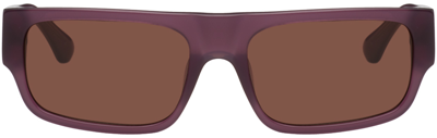 Shop Dries Van Noten Purple Linda Farrow Edition 189 C4 Sunglasses In Aubergine/brushed Si