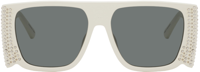 Shop Magda Butrym Off-white Linda Farrow Edition 'all Eyes On Me' Sunglasses In Ivory/crystal/grey