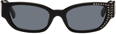 Shop Magda Butrym Black Linda Farrow Edition 'i Need A Holiday' Sunglasses In Black/crystal/grey