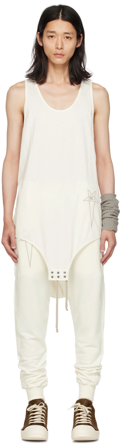 Shop Rick Owens Off-white Champion Edition Basketball Tank Top In 11 Milk