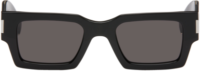 Shop Saint Laurent Black Sl 572 Sunglasses In 001 Black/crystal/gr