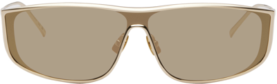 Shop Saint Laurent Gold Sl 605 Luna Sunglasses In 004 Gold/grey