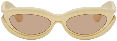 Shop Bottega Veneta Gold & Beige Hem Sunglasses In 005 Gold/gold/brown