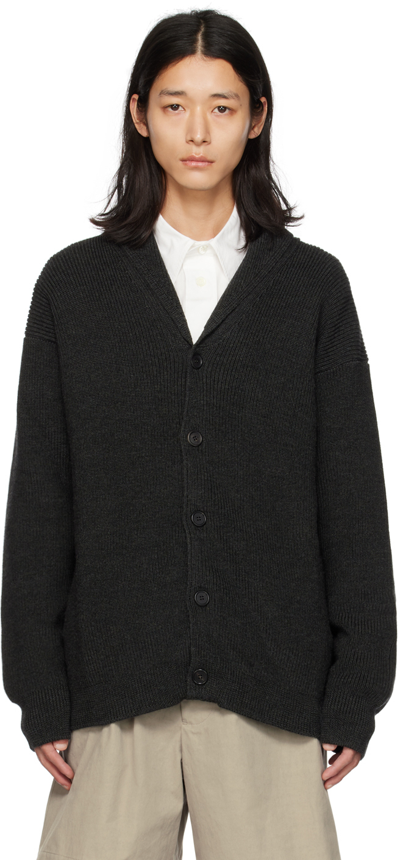 Shop Margaret Howell Gray Shawl Collar Cardigan In Charcoal