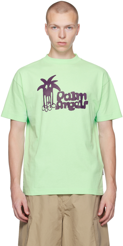 Shop Palm Angels Green Douby T-shirt In Green Purple