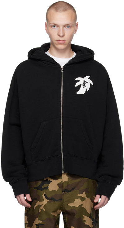 Shop Palm Angels Black Hunter Hoodie In Black White