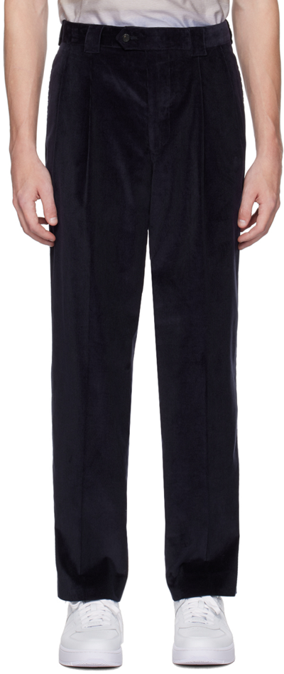 Shop Paul Smith Navy Pleated Trousers In 47 Blues