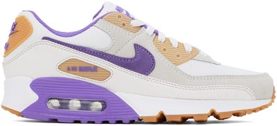Shop Nike White & Purple Air Max 90 Sneakers In White/action Grape-p