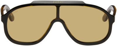 Shop Gucci Brown Shield Sunglasses In 003 Brown