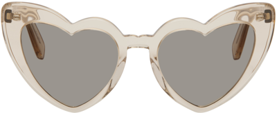 Shop Saint Laurent Beige Sl 181 Loulou Sunglasses In 027 Nude/nude/copper
