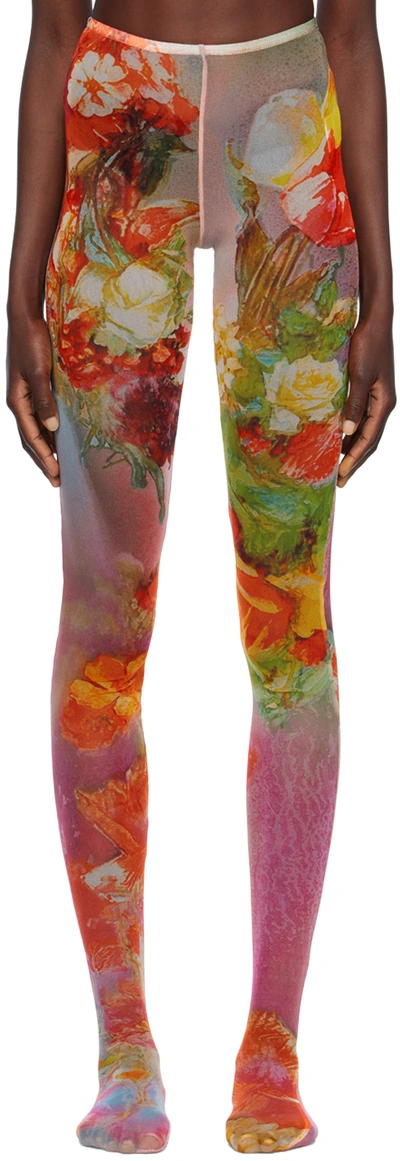 JEAN PAUL GAULTIER PINK & YELLOW 'THE BODY FLOWER' TIGHTS 