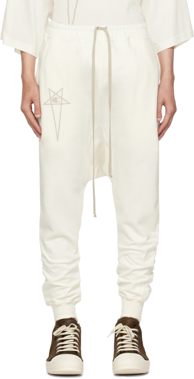 Shop Rick Owens Off-white Champion Edition Sweatpants In 11 Milk