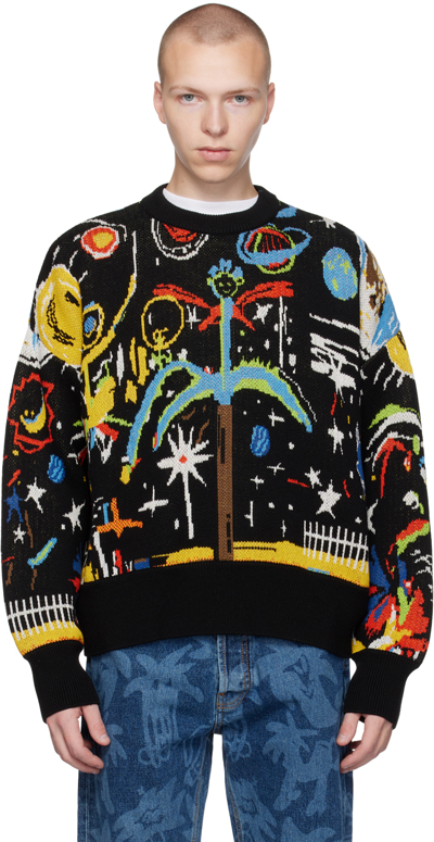 Shop Palm Angels Black Starry Night Sweater In Black Multicolor