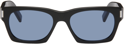 Shop Saint Laurent Black Sl 402 Sunglasses In Black-black-blue