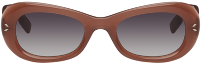 Shop Mcq By Alexander Mcqueen Orange Oval Sunglasses In Orange-orange-grey