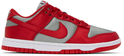 Shop Nike Gray & Red Dunk Low Sneakers In Medium Grey/varsity