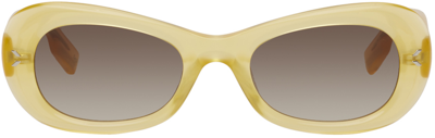 Shop Mcq By Alexander Mcqueen Yellow Oval Sunglasses In Yellow-yellow-brown