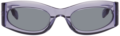 Shop Mcq By Alexander Mcqueen Purple Oval Sunglasses In Violet-violet-blue