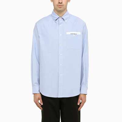 Shop Palm Angels Blue Cotton Button-down Shirt In Light Blue