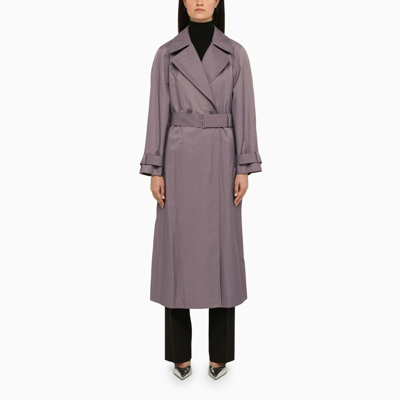 Shop Calvin Klein | Purple Double-breasted Trench Coat With Belt
