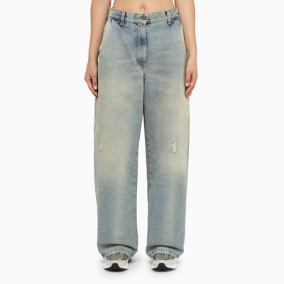 Shop Palm Angels | Light Blue Wide Denim Jeans