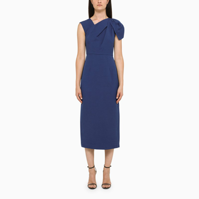 Shop Roland Mouret | Asymmetrical Navy Sheath Dress In Blue