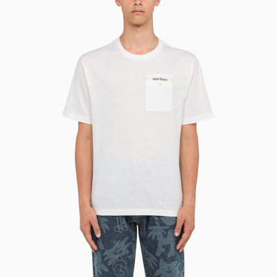 Shop Palm Angels White Tailored Crew-neck T-shirt
