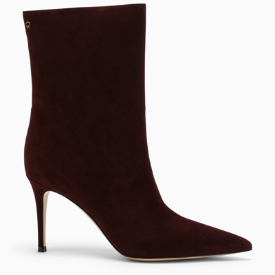 Shop Gianvito Rossi | Bordeaux Suede Ankle Boot In Burgundy