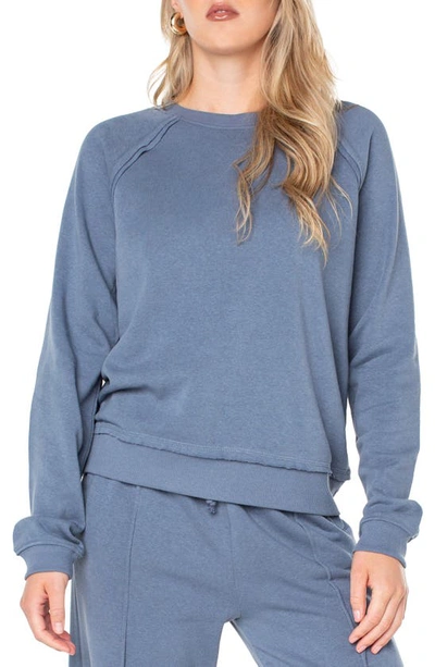Shop Rachel Rachel Roy Aria Raw Seam Raglan Sweatshirt In Blue Mirage