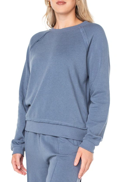 Shop Rachel Rachel Roy Aria Raw Seam Raglan Sweatshirt In Blue Mirage