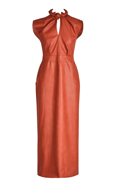 Shop Johanna Ortiz Symbol Of Power Faux Leather Maxi Dress In Red