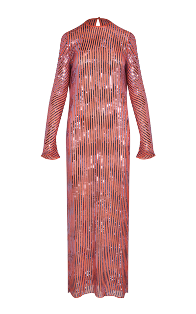 Shop Johanna Ortiz Alquimia En Hilo Sequined Silk Maxi Dress In Orange