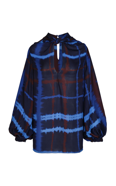 Shop Johanna Ortiz Crossed Cultures Silk Top In Blue