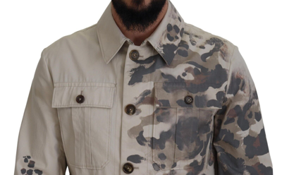 Shop Dolce & Gabbana Beige Camouflage Cotton Long Sleeves Casual Men's Shirt