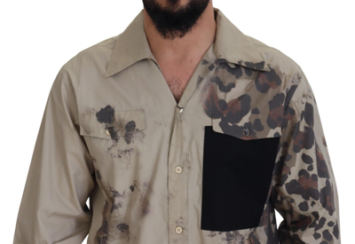Shop Dolce & Gabbana Beige Camouflage Cotton Long Sleeves Men's Shirt