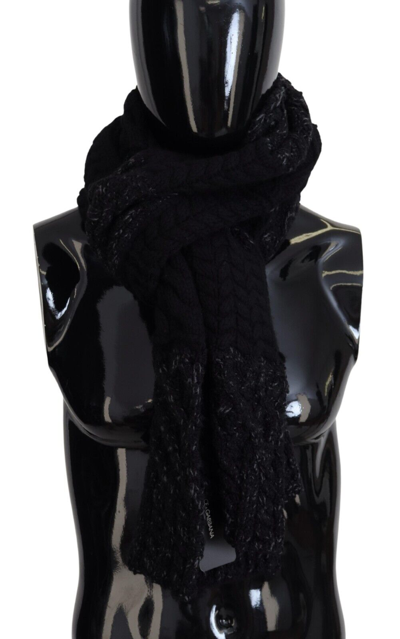 Shop Dolce & Gabbana Black Knitted Men Neck Wrap Shawl Men's Scarf
