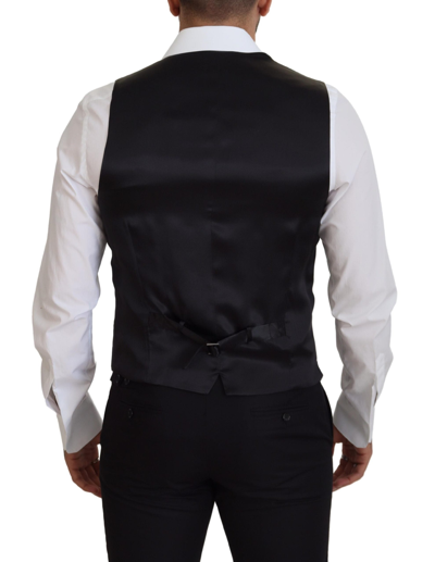 Shop Dolce & Gabbana Black Virgin Wool Waistcoat Formal Dress Men's Vest