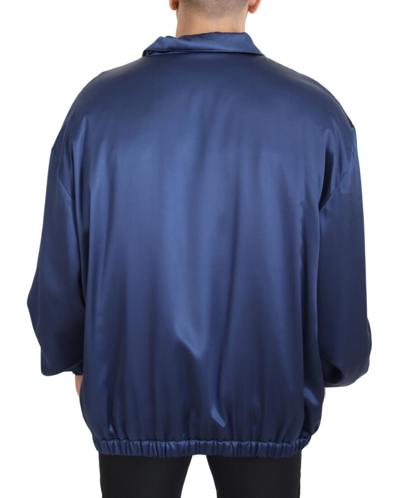 Shop Dolce & Gabbana Blue Heraldic Patch Full Zip Khaled Men's Jacket