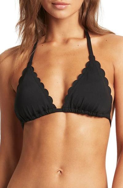 Shop Sea Level Scalloped Triangle Bikini Top In Black