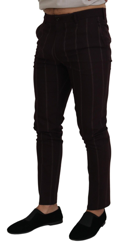 Shop Dolce & Gabbana Brown Striped Men Trousers Cotton Men's Pants
