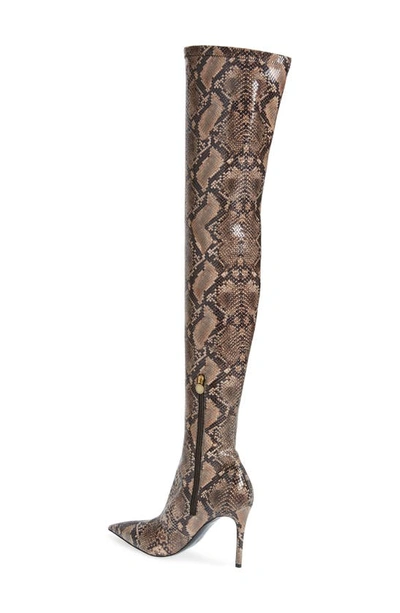 Shop Stella Mccartney Iconic Python Print Pointed Toe Over The Knee Boot In 2007 - Coffee