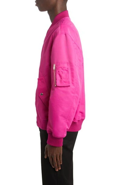 Shop Valentino Garavani Nylon Bomber Jacket In Pink Pp