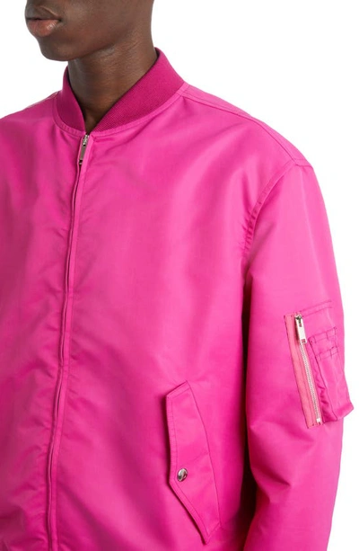 Shop Valentino Nylon Bomber Jacket In Pink Pp