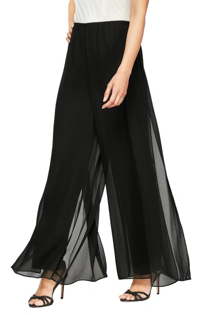 Shop Alex Evenings Gauzy Wide Leg Pants In Black