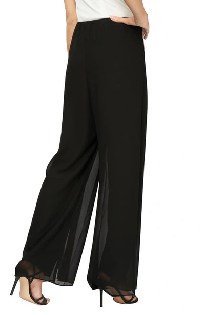 Alex Evenings Petite Straight-leg Overlay Pants In Black