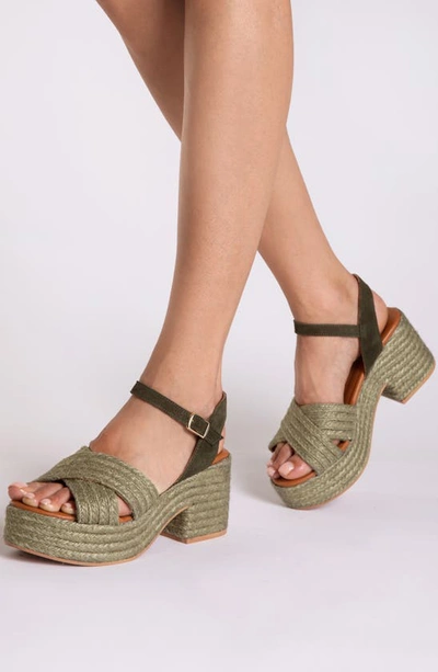 Shop Penelope Chilvers Bella Jute Platform Sandal In Sage