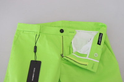 Shop Dolce & Gabbana Light Green Cotton Skinny Men Trousers Men's Pants