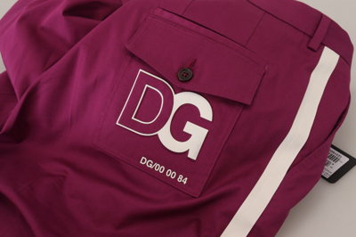 Shop Dolce & Gabbana Magenta Cotton Dg Logo Pocket Trouser Men's Pants In Pink