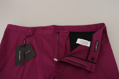 Shop Dolce & Gabbana Magenta Cotton Dg Logo Pocket Trouser Men's Pants In Pink